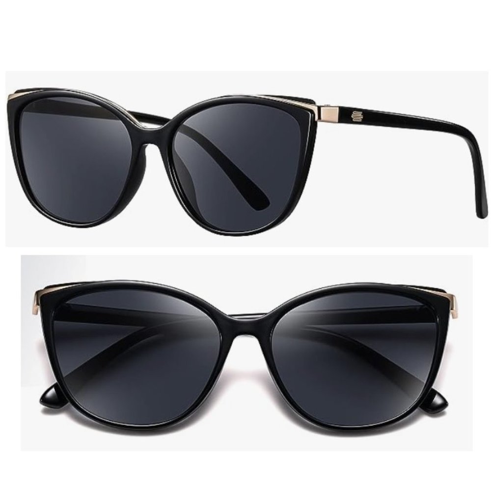 Black Cat Eye Butterfly Sunglasses for Women UV400 Protection
